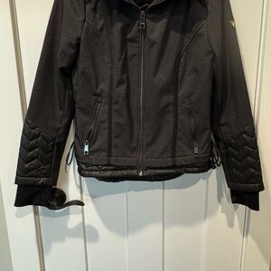 Guess Black Ski Jacket with Slim Fit and Standing Collar